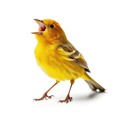 A Canary (Serinus canaria domestica) as a singer, belting out a high note. - obrazy, fototapety, plakaty