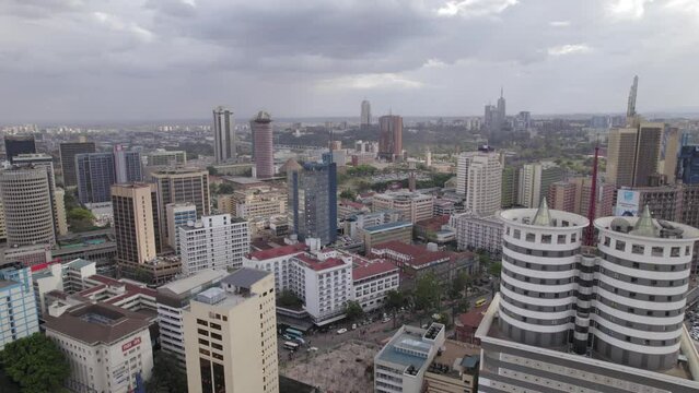 Nairobi city aerial drone footage skyscrapers