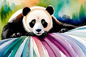 Image of a panda , splash art design, by generative Ai technology 