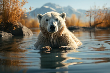 Fototapeta premium Polar Bear, Wildlife Photography, Generative AI
