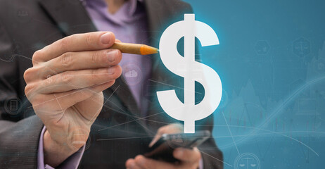 Money icon in hand, money concept