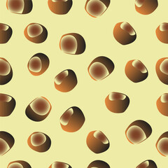 Vector autumn seamless pattern chestnut on a light yellow background - Autumn theme.