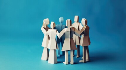 A group of paper people coming together. Concept for teamwork.