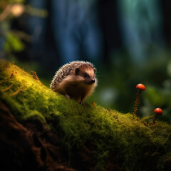 Naklejka na ściany i meble Hedgehog, Wildlife Photography, Generative AI