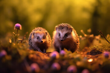 Fototapeta premium Hedgehog, Wildlife Photography, Generative AI