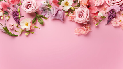Obraz na płótnie Canvas Various Flowers In Pink Background Background,flower background,background with flowers