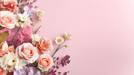Obraz na płótnie Canvas Various Flowers In Pink Background Background,flower background,background with flowers