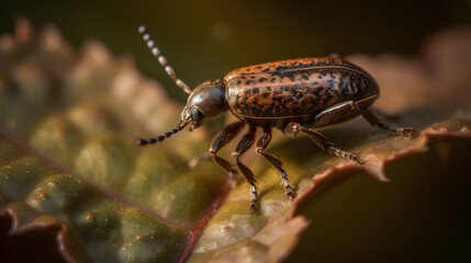 Brown beetle on a leaf GENERATIVE AI