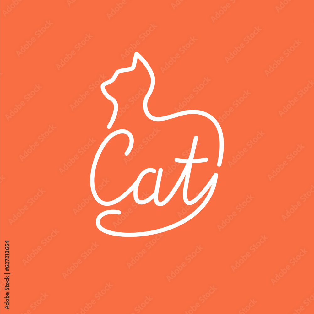 Poster minimalistic and stylish cat emblem. modern graphics. vector illustration with text in a fashionable