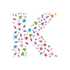 K Letter made from colorful splashes , K letter logo , Abstract K