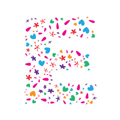 E Letter made from colorful splashes , E letter logo , Abstract E
