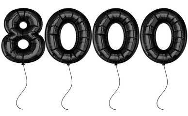 8000 Black Number Balloons