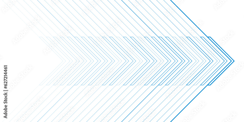 Poster abstract blue linear arrows geometric tech background. vector design
