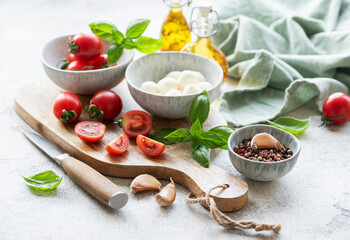 Caprese salad ingredients. Healthy food.