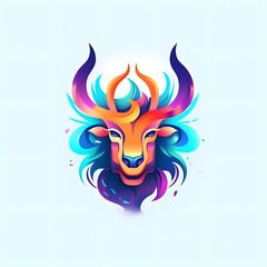Naklejka premium bull colorful logo GENERATIVE AI
