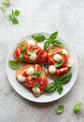 Caprese salad with tomatoes, mozzarella and basil.