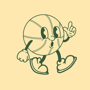 Vintage character design of basketball