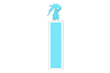 Spray Pistol Cleaner Plastic Bottle Isolated On White Background Ready For Your Design. 3d Illustration 