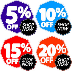 Sale banners, discount tags on transparent background, PNG