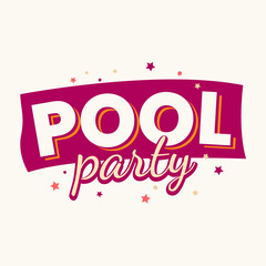 Pool party summer text icon label design vector