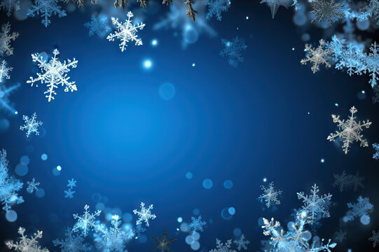 Mesmerizing Snowflakes and Stars Dance Across the Night Sky - A Winter Celestial Delight. created with Generative AI