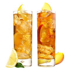 Peach and Lemon Ice Tea - Transparent PNG Background