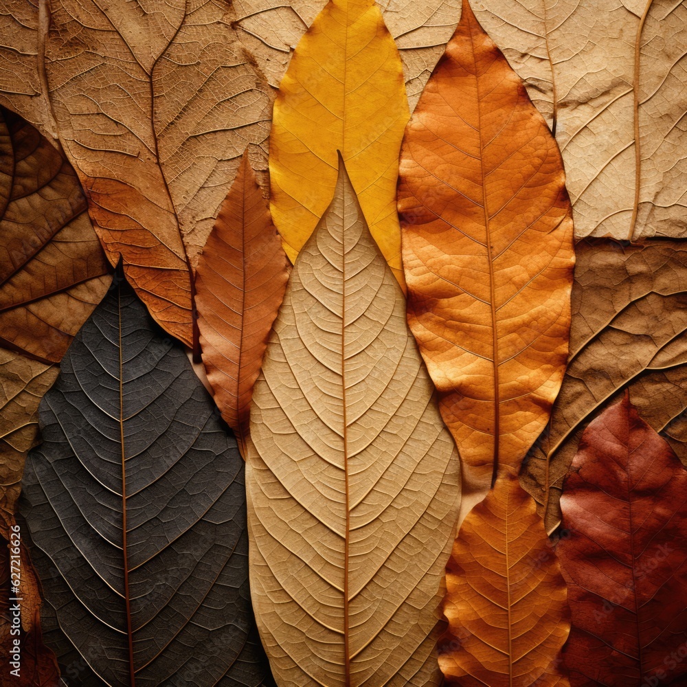 Wall mural autumn fall leaves texture background, created using generative ai technology