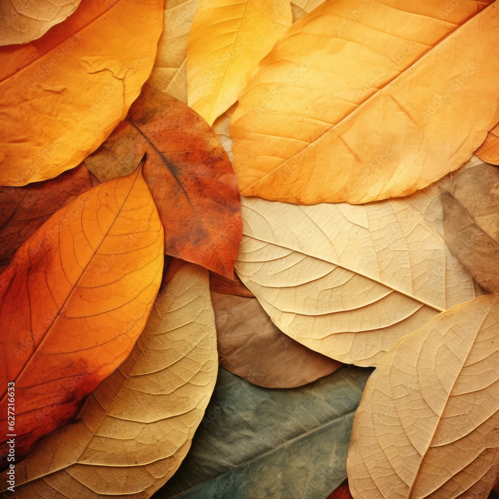 Wall mural autumn fall leaves texture background, created using generative ai technology
