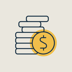 Coins stack outline icon vector. Finances sign