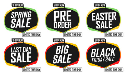 Fototapeta premium Set Sale banners design template, discount tags, vector illustration