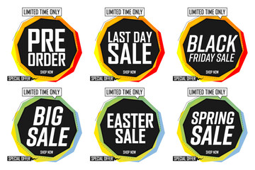 Obraz premium Set Sale banners design template, discount tags, vector illustration
