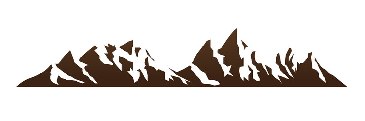 Mountain icon with brown color and shadow.