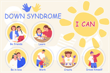 Downs Syndrome Flat Infographic