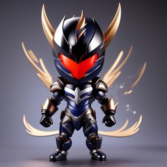 3d cute hero villain chibi figure created by generative ai