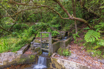 Water regulation on the Levada do Furado one of the oldest levadas on the island