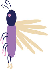 Vibrant Strange fly. Halloween characters. Cute bizarre comic characters in modern flat hand drawn style