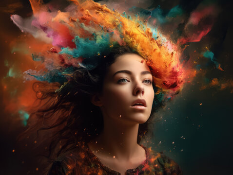 Human brain exploding concept