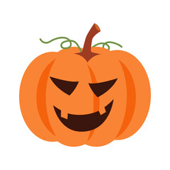 Halloween pumpkin with facial expression . Vector .