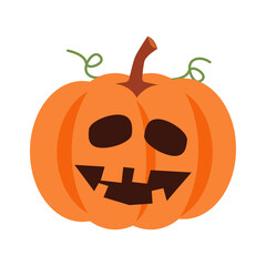 Halloween pumpkin with facial expression . Vector .