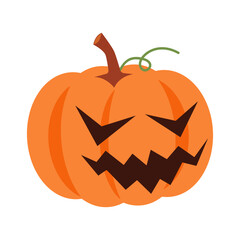 Halloween pumpkin with facial expression . Vector .