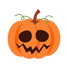 Halloween pumpkin with facial expression . Vector .