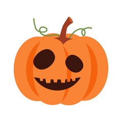 Halloween pumpkin with facial expression . Vector .