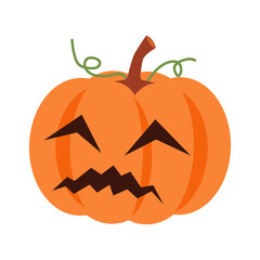 Halloween pumpkin with facial expression . Vector .