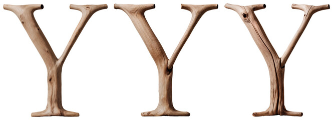 letter Y made of tree branches, isolated, for movie, tv show or game logo