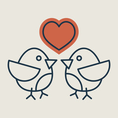 Love birds vector icon. Couple in love symbol