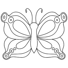 Black line butterfly for greeting card, coloring book
