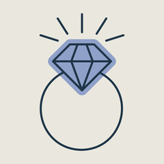 Vector wedding ring with a diamond icon