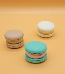 Macaroons on a light background.