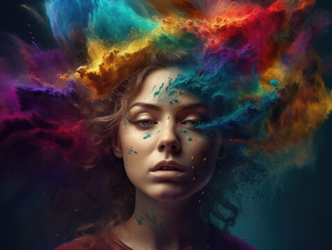 Human brain exploding concept