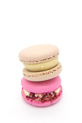 Macaroons on a white background.